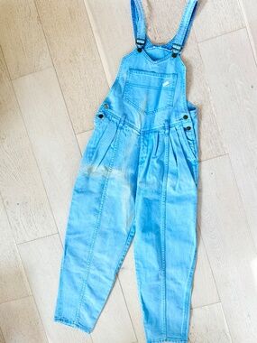 GUESS Vintage 90s Denim Overalls Light Wash Logo Bib XS Marciano USA
